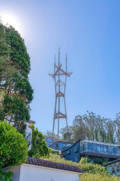 Sutro Tower Neighborhood Large House Buildings San Francisco California Large — 图库照片