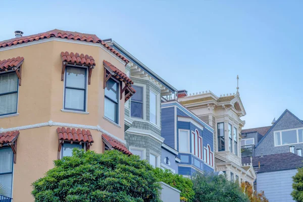 Row Houses Low Angle View San Francisco California Italianate Traditional — Foto de Stock