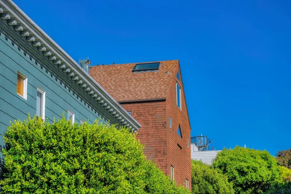 Side View Houses Stylish Exterior San Francisco House Gray Lined — Stock Photo, Image