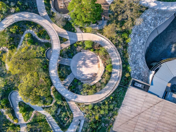 Aerial View Spiral Walkways Small Amphitheater Center Austin Texas Park — Photo