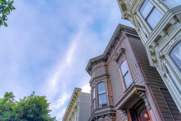 Victorian Style Townhouse Buildings Low Angle View San Francisco California — Stock Photo, Image