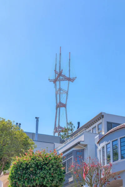 Houses Sutro Tower Clear Blue Sky Background San Francisco California — Stock Fotó