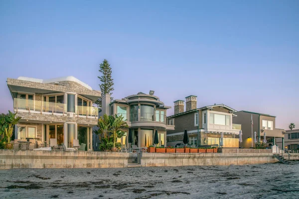 Casas Del Mar Sur California Con Vistas Playa Mar Atardecer — Foto de Stock