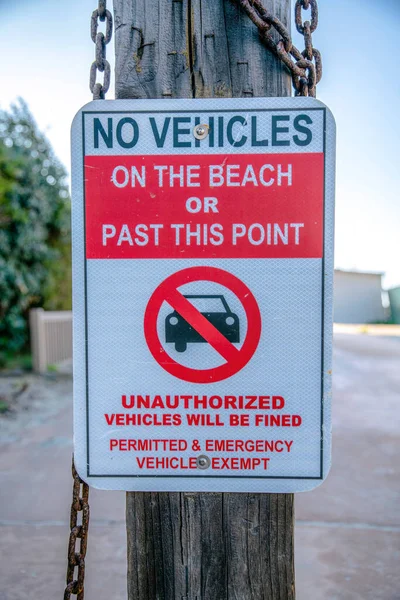Jolla California Señalización Poste Madera Sin Vehículos Playa Pasado Este — Foto de Stock