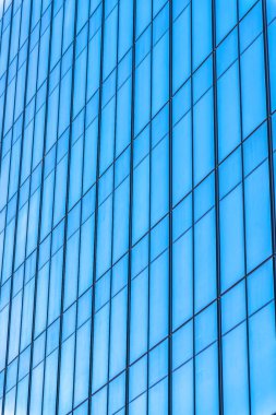 Austin, Teksas. Modern bir binanın cam duvarına yakın çekim..