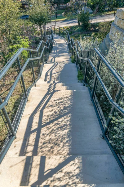 Escadaria Livre Trilha Com Trilhos Waterloo Park Austin Texas Caminho — Fotografia de Stock