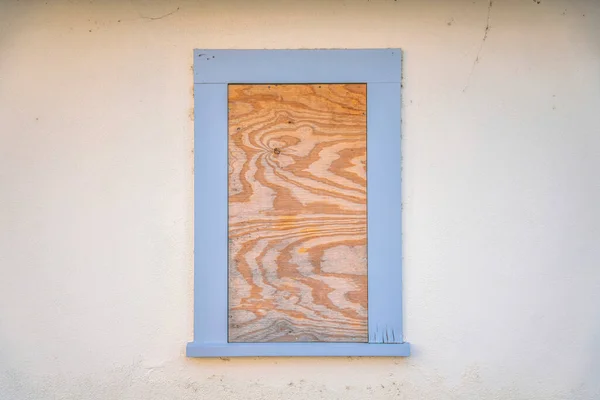 Okno Pokryte Drewnem Starego Opuszczonego Budynku San Antonio Texas Widok — Zdjęcie stockowe