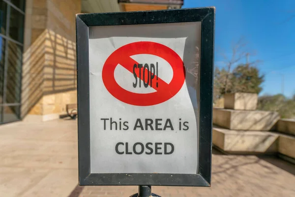 Austin Texas Framed Signage Met Stop Area Gesloten Close Van — Stockfoto