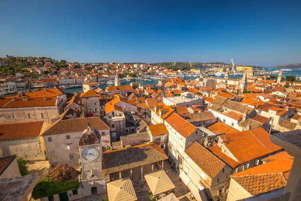 Vista Superior Centro Histórico Cidade Trogir Croácia Europa — Fotografia de Stock