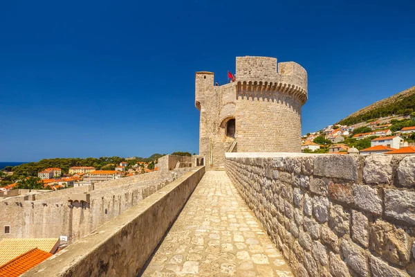 Kilátás Minceta Toronyra Dubrovnik Városának Falairól Horvátországban Európában — Stock Fotó