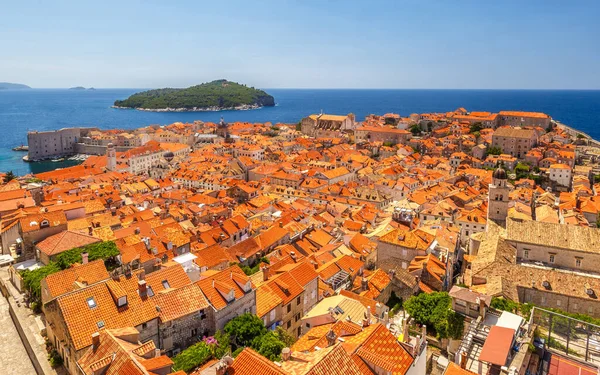 Top Kilátás Történelmi Központ Falak Város Dubrovnik Horvátországban Európában — Stock Fotó
