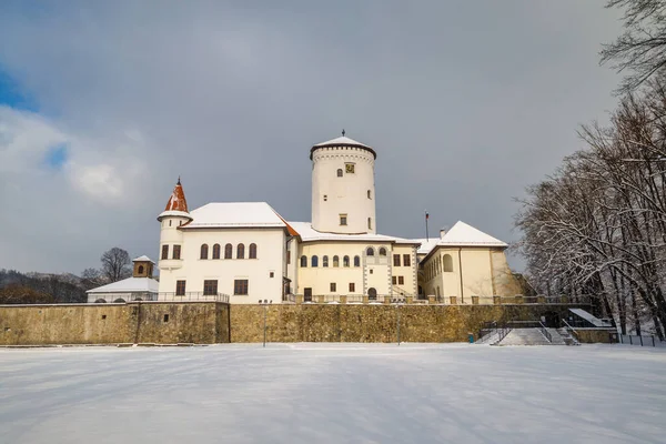 Średniowieczny Zamek Budatin Zimą Pobliżu Miasta Żylina Słowacji Europa — Zdjęcie stockowe