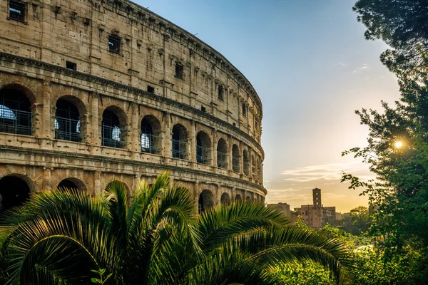 Roma Şehrinin Merkezinde Gün Batımında Talya Avrupa Colosseum Amfitiyatrosu — Stok fotoğraf