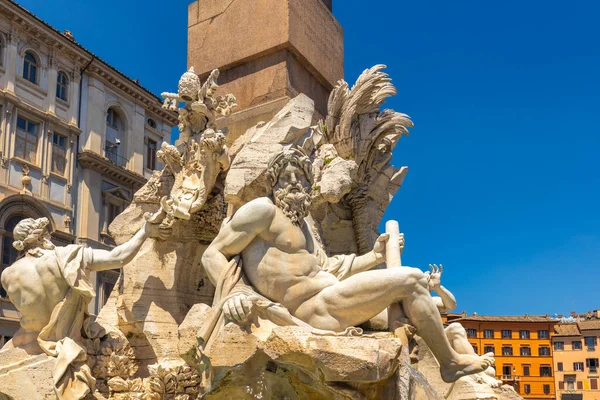 Fontana Dei Quattro Fiumi Piazza Navona Roma Italia Europa — Foto Stock