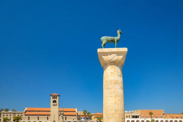 Deer Statue Location Colossus Rhodes Greece Europe — Zdjęcie stockowe