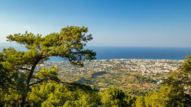 Aerial view of the northwest coast of the island and the city of Rhodes.