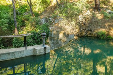 Lake in The seven springs waterfall forest area in the island of Rhodes, Greece, Europe.