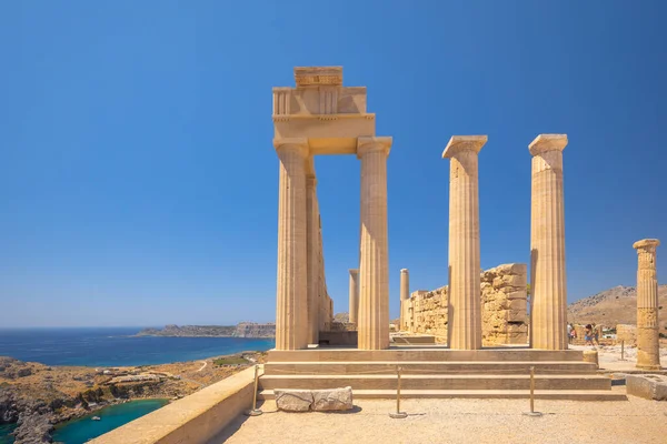 Acropolis Lindos Ruins Temple Athena Lindia Rhodes Island Greece Europe — Photo