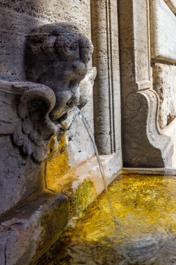 Roma, İtalya ve Avrupa 'nın tarihi merkezindeki bir çeşmenin ayrıntıları.