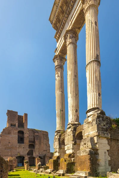 Świątynia Kastora Polluksu Forum Rzymskim Łacińska Nazwa Forum Romanum Rzym — Zdjęcie stockowe