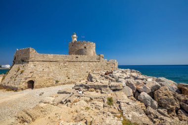 Saint Nicholas Fortress in port of the Rhodes town, Greece, Europe.