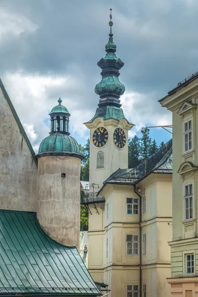 Torre Del Reloj Del Ayuntamiento Banska Stiavnica Eslovaquia Europa — Foto de Stock