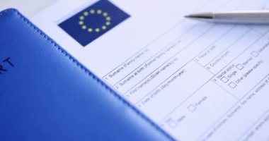 Tükenmez kalemle Schengen vize başvurusu 4K film ağır çekim