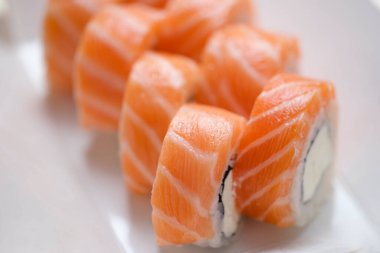 Rolls Philadelphia with pink salmon and cream cheese