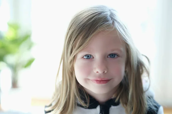 Portrait of a cute blonde girl, face close-up — Stok fotoğraf