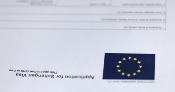 Aprobado EU Schengen visa application closeup — Vídeo de stock