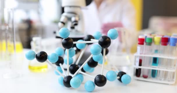 Molecular structure of molecules in laboratory closeup — 비디오