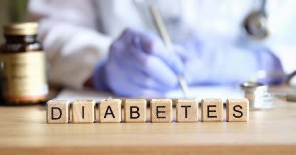 Diabete Testo Cubi Nello Stand Endocrinologo Diagnosi Trattamento Controllo Dei — Video Stock