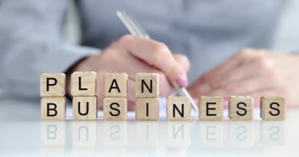 Texto Plano Negócios Agenda Planejamento Melhores Práticas Business Intelligence Conceito — Vídeo de Stock