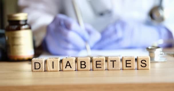 Diyabet Hastalığı Teşhisi Doktor Tarafından Tedavi Tip Tip Diyabet Kavramlarının — Stok video