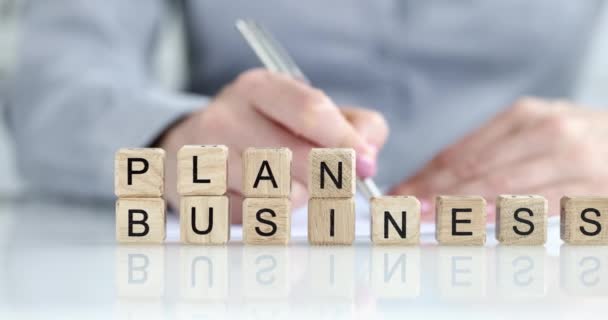Businessman Plans Draws Business Plan Development Company Marketing Plan Development — Wideo stockowe