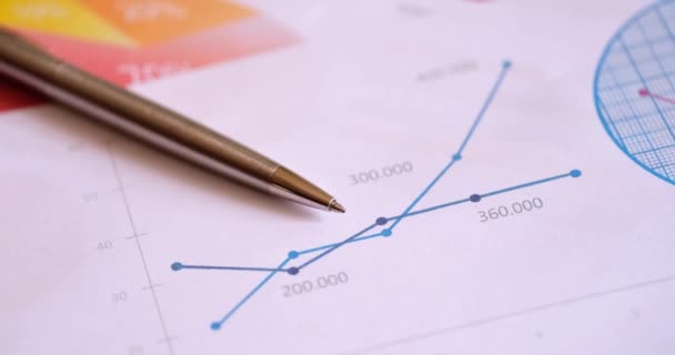 Business Chart Pen Marketing Analytics Financial Report Statistics Concept — 비디오