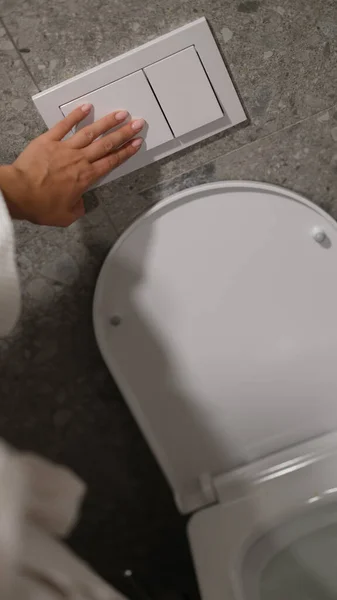 Economical Toilet Flush Button Two Separate Buttons White Double Flush — Stock Photo, Image