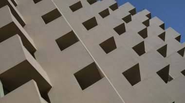 Modern architectural minimalistic building abstract concrete house. Abstract architecture, geometric building modern balcony design