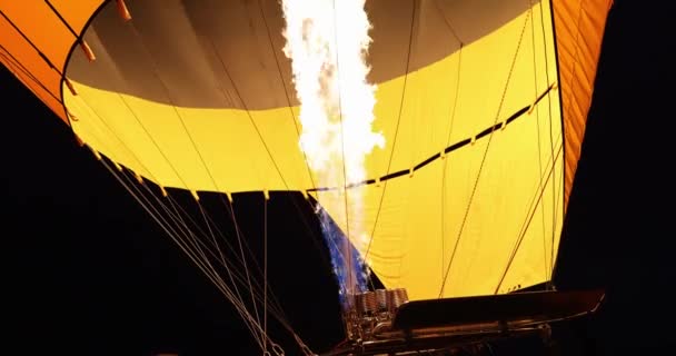 Balloon Prepared Flight Night Fire Balloon Concept — 图库视频影像