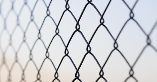 Closeup Even Lines Squares Fence Lattice Sky Imprisonment Fencing — Video Stock