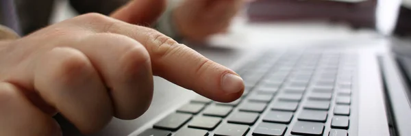 Male Hands Holding Credit Card Typing Keyboard Financial Security Online — Foto de Stock