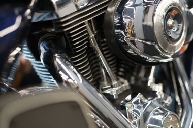 Chrome shiny motorcycle parts and motorcycle engine concept