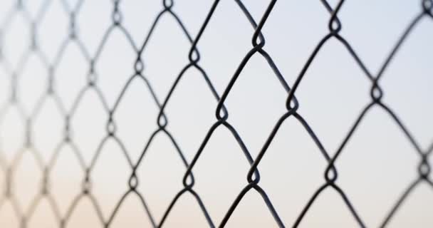 Fencing Galvanized Chain Link Mesh Gray Background Close Mesh Fencing — Stockvideo