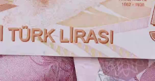 Διαφορετικά Τραπεζογραμμάτια Ευρώ Δολάρια Τουρκία Λίρα Αλλαγή Closeup Μέρη Ευρωπαϊκών — Αρχείο Βίντεο