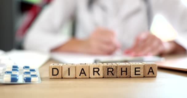 Médico Tratamiento Prevención Del Estreñimiento Diarrea Microflora Intestinal Probióticos Concepto — Vídeo de stock