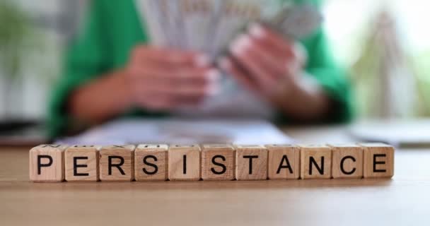 Sur Table Sont Des Cubes Bois Avec Inscription Persévérance Mise — Video