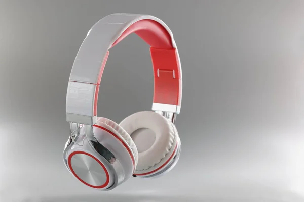 Gri Bluetooth Kablosuz Kulaklıklar Yakın Plan Müzik Dinlemek Için Şık — Stok fotoğraf
