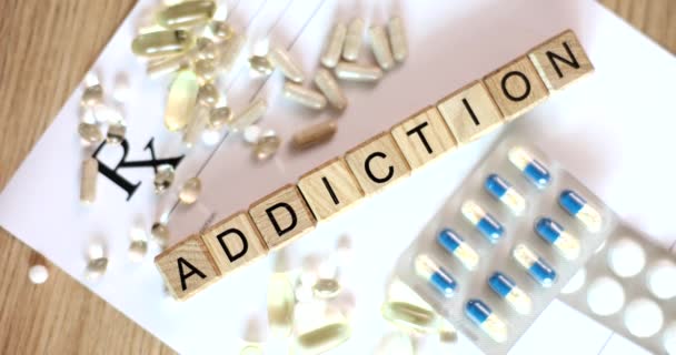 Drogadicción Píldoras Drogas Prescripción Médica Tabletas Medicamentos Industria Farmacéutica — Vídeo de stock