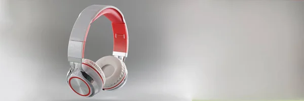 Серые Bluetooth Беспроводные Наушники Крупный План Стильный Аксессуар Прослушивания Музыки — стоковое фото