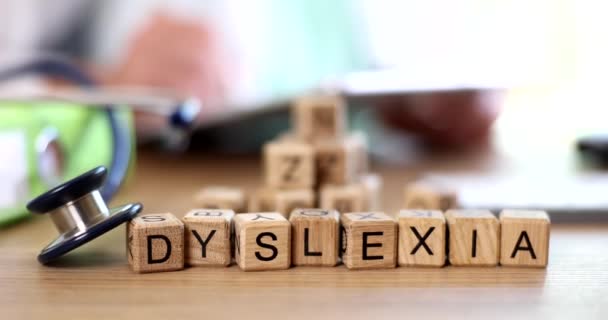 Texte Avec Diagnostic Dyslexie Stéthoscope Médical Définition Dyslexie Provoque Des — Video